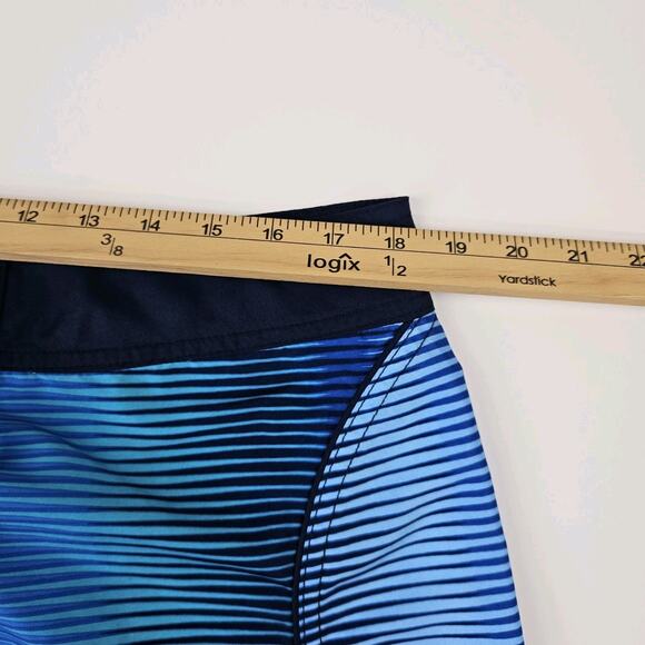 Nike Board Shorts Men's 36 Surf Swimming Trunks Stretch Blue Striped Unlined - Picture 7 of 9